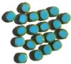 20 10x9mm Opaque Turquoise Oval Window Beads with Speckles